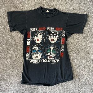 Vintage Kiss shirt mens small black 1979 world‎ tour concert single stitch rock